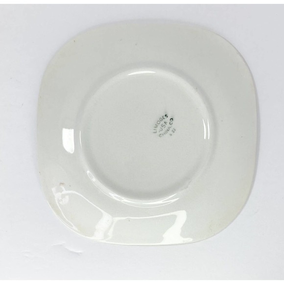 Limoges 3 Vintage Porcelain Square Gold Rimmed Dessert/Accent Plates, 6 3/8” USA - Picture 3 of 4